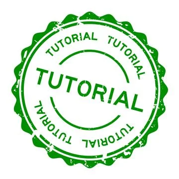 Grunge green tutorial word round rubber seal stamp on white background Stock Illustration