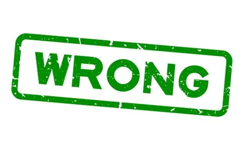 Grunge green wrong wording square rubber seal stamp on white background Stock Illustration