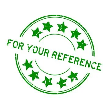 Grunge green for your reference word with star icon round rubber seal stamp o Illustrazione stock