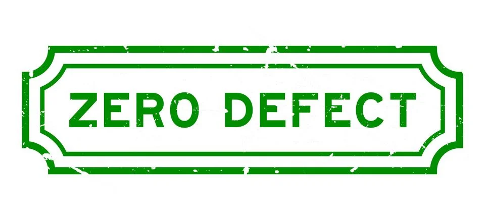 Grunge green zero defect word rubber seal stamp on white background Stock Illustration