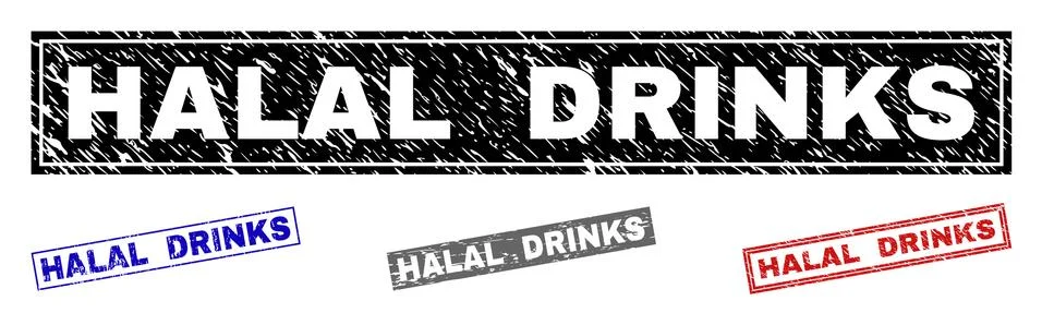 Grunge HALAL DRINKS Textured Rectangle Stamps 스톡 일러스트