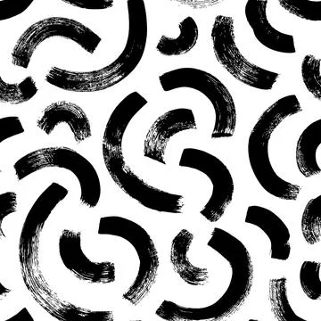 Grunge half black circles vector seamless pattern. Illustrazione stock