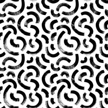 Grunge half black circles vector seamless pattern. Stock Illustration