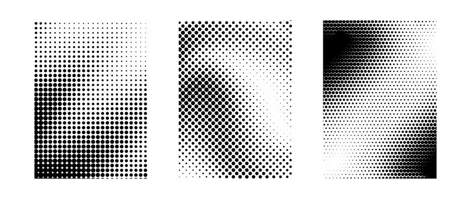 Grunge halftone gradient background set. Black grit sand noise texture Stock Illustration