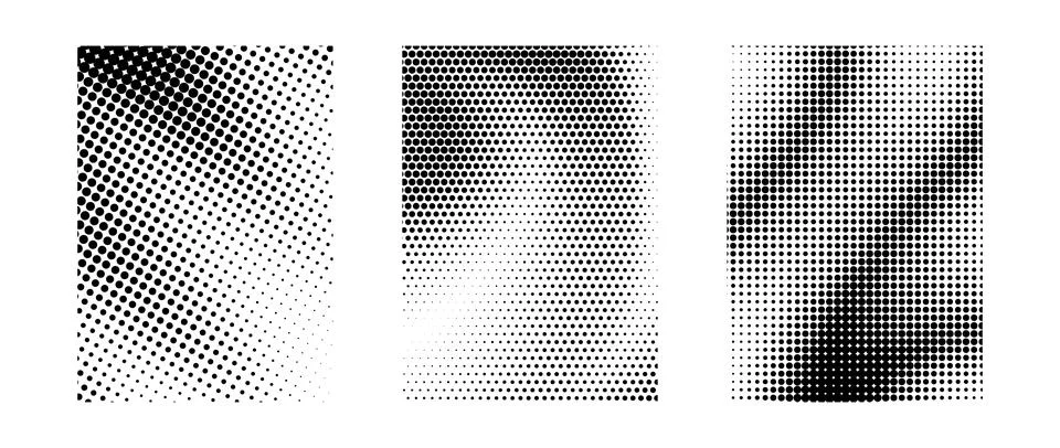 Grunge halftone gradient background set. Black grit sand noise texture Stock Illustration