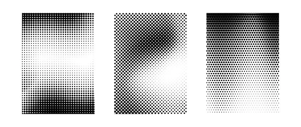 Grunge halftone gradient background set. White and black grit sand noise texture Stockillustratie