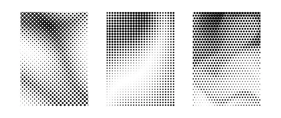 Grunge halftone gradient set. Black grit sand noise texture collection. Retro Stock Illustration