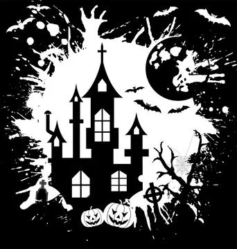 Grunge Halloween frame Stock Illustration