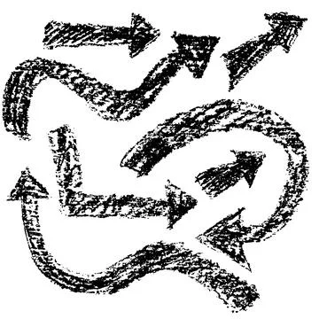 Grunge Hand Drawn Chalk Bold Arrows Stock Illustration