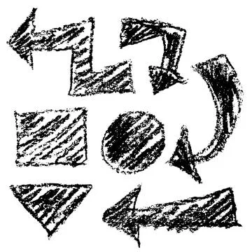 Grunge Hand Drawn Chalk Bold Arrows Sign Set Illustrazione stock