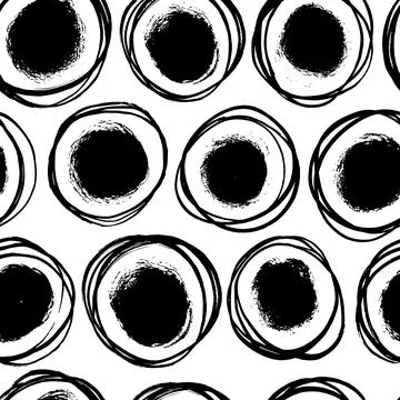 Grunge hand drawn circles vector seamless pattern. 스톡 일러스트