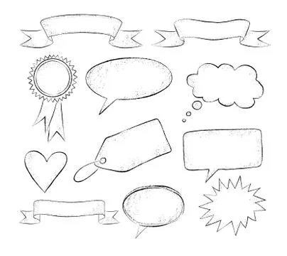 Grunge hand drawn speech bubbles Stock Illustration