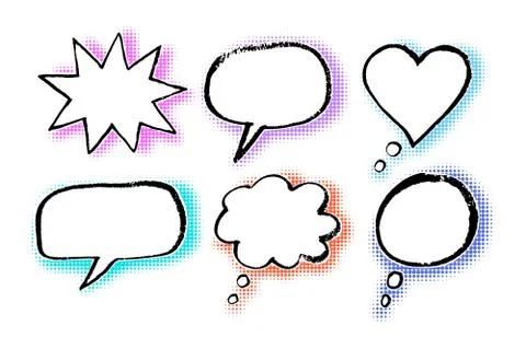 Grunge hand drawn speech bubbles Stock Illustration
