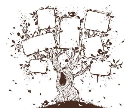 Grunge hand-drawn tree. Stock Illustration