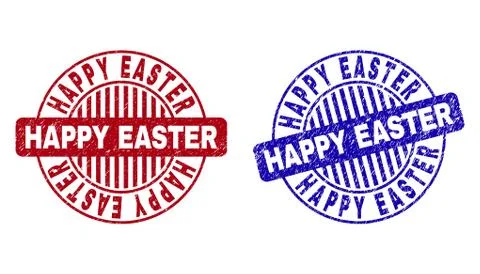 Grunge HAPPY EASTER Textured Round Stamp Seals Illustrazione stock