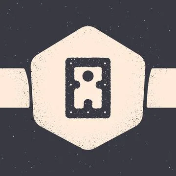 Grunge Hard disk drive HDD icon isolated on grey background. Monochrome vinta Stock Illustration