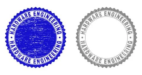Grunge HARDWARE ENGINEERING Scratched Stamp Seals Stock Illustration