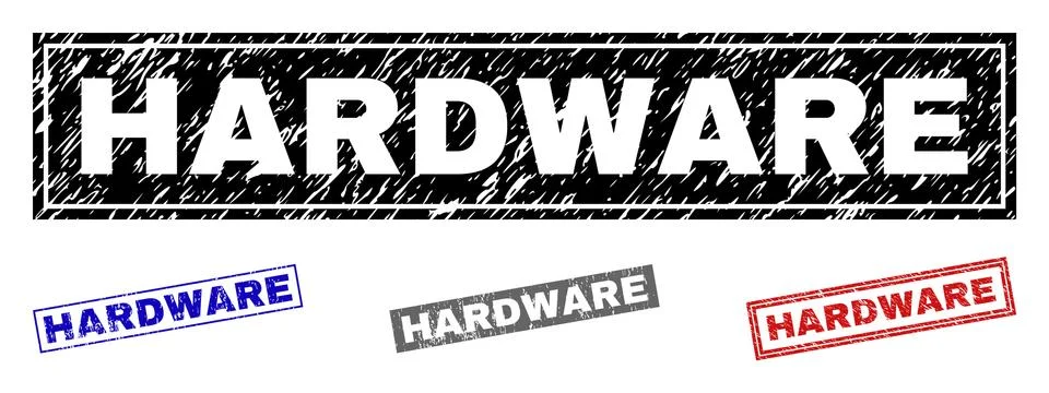 Grunge HARDWARE Textured Rectangle Stamp Seals Illustrazione stock