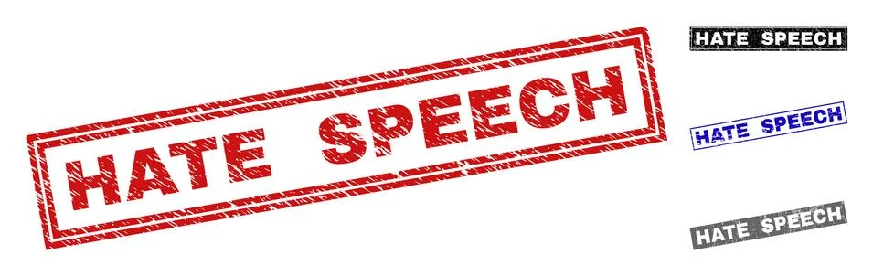 Grunge HATE SPEECH Textured Rectangle Watermarks Stock Illustration