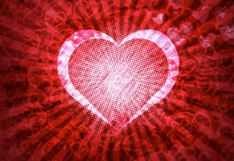Grunge heart lightrays background Stock Illustration