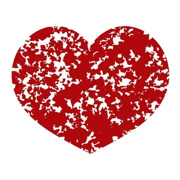 Grunge heart stamp red shape. Rubber texture Stock Illustration