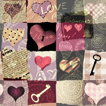 Grunge hearts background Stock Illustration