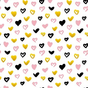Grunge Hearts Seamless Pattern 스톡 일러스트
