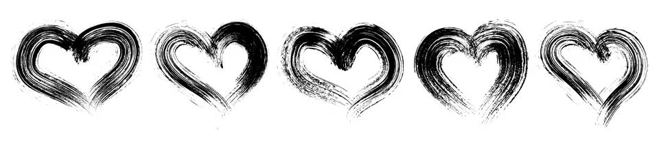 Grunge hearts. Set of design elements for Valentine's day. Vector illustratio Stock Illustration