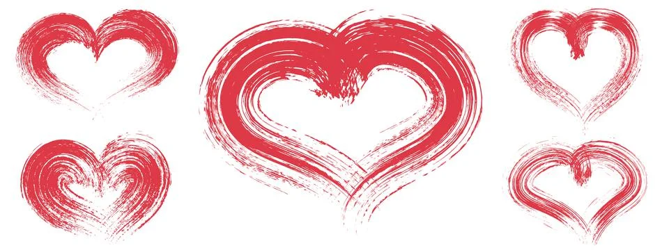 Grunge hearts. Set of design elements for Valentine's day. Vector illustratio Stock Illustration