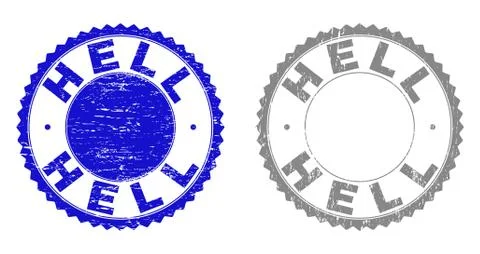 Grunge HELL Textured Stamp Seals Stock Illustration
