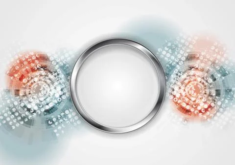 Grunge hi-tech vector background with metal circle Stock Illustration