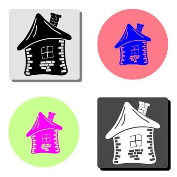 Grunge house. flat vector icon Stock Illustration