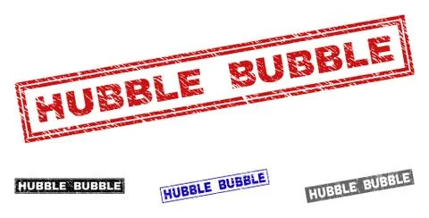 Grunge HUBBLE BUBBLE Textured Rectangle Stamp Seals 스톡 일러스트