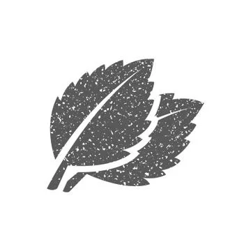 Grunge icon - Basil leaf Stock Illustration