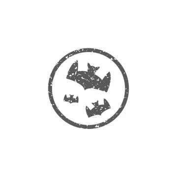 Grunge icon - Bats moon Stock Illustration
