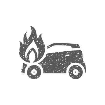 Grunge icon - Car on fire Stock Illustration