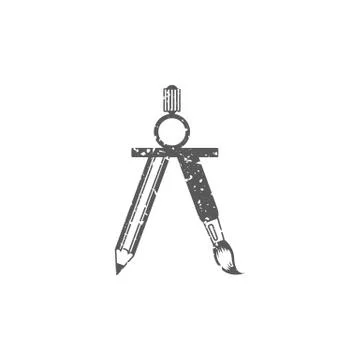 Grunge icon - Drawing compass Stock Illustration