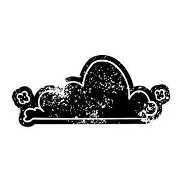 Grunge icon drawing of a white cloud Stock Illustration
