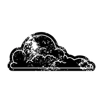 Grunge icon drawing of white large clouds Stock Illustration