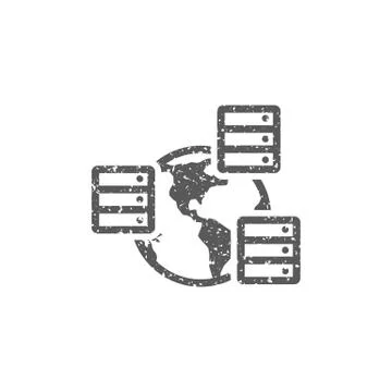 Grunge icon - Global server Stock Illustration