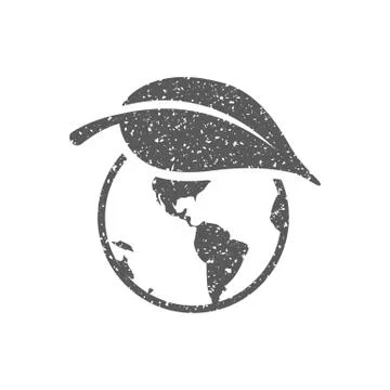 Grunge icon - Globe leaf Stock Illustration