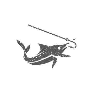 Grunge icon - Hooked fish Stock Illustration
