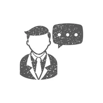 Grunge icon - Man talking Stock Illustration