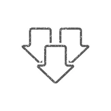 Grunge icon - Multiple down arrow Stock Illustration