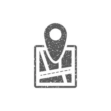 Grunge icon - Pin location map Stock Illustration