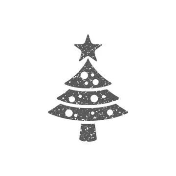 Grunge icon - Pine tree with snow Stock Illustration