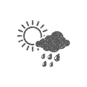 Grunge icon - Rain cloud Stock Illustration