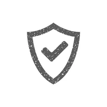 Grunge icon - Shield check Stock Illustration