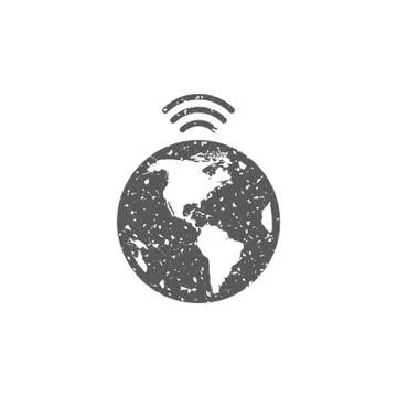 Grunge icon - Wireless world Stock Illustration