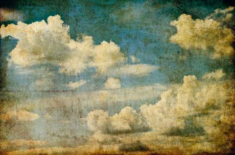 Grunge image background of clouds and clear blue sky Foto stock